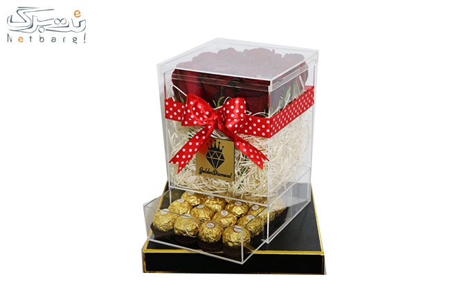 باکس رز+شکلات مدل ingot شمش از فروشگاه الماس طلایی