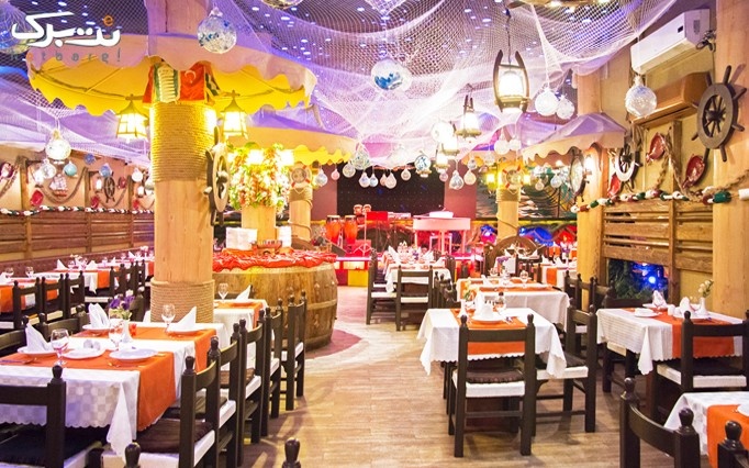منوی باز شام به همراه سالادبار، دسر رستوران سندباد